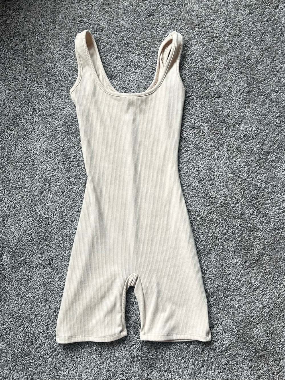 Ribbed Cream Tank Romper